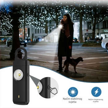 Osobni alarm za žene, starije i djecu - 130 dB, punjivi, LED svjetlo, model MSA-821B, zaštita od vukova