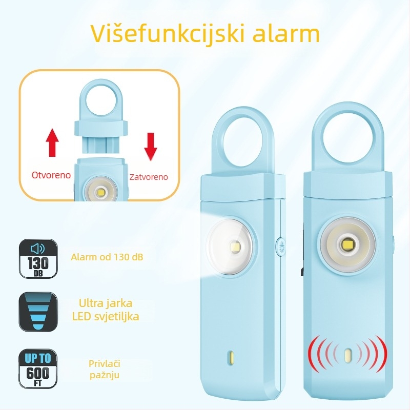 Osobni alarm za žene, starije i djecu - 130 dB, punjivi, LED svjetlo, model MSA-821B, zaštita od vukova
