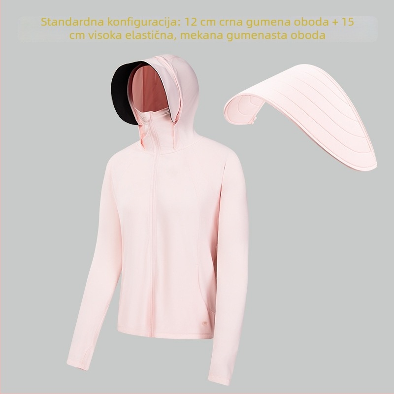 Kapuljačasta vanjska vjetrovka s UV zaštitom, prozračna i brzo se suši; materijal: 180 g sirova pređa, 88% najlon, 12% spandek