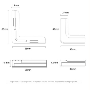 12-komplet aluminijskih zaštitnih kutova za prozore i vrata, zaštita od udara