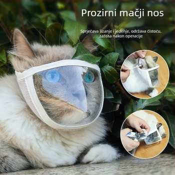 Lexuan Prozirna maska za glavu mačke, PVC+pamučna, prozračna, protiv ugriza, za napuštene mačke