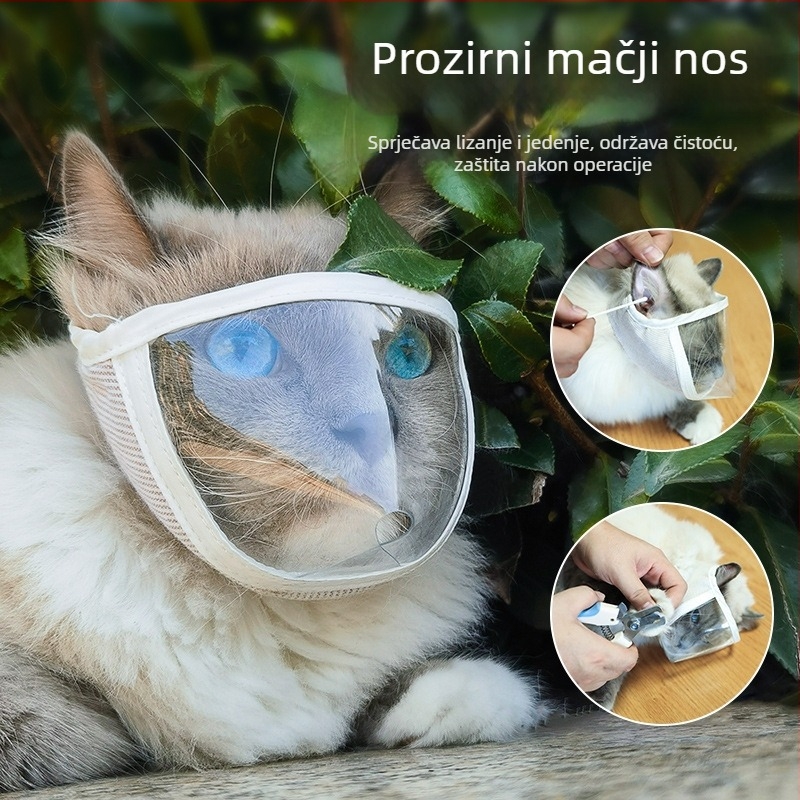 Lexuan Prozirna maska za glavu mačke, PVC+pamučna, prozračna, protiv ugriza, za napuštene mačke