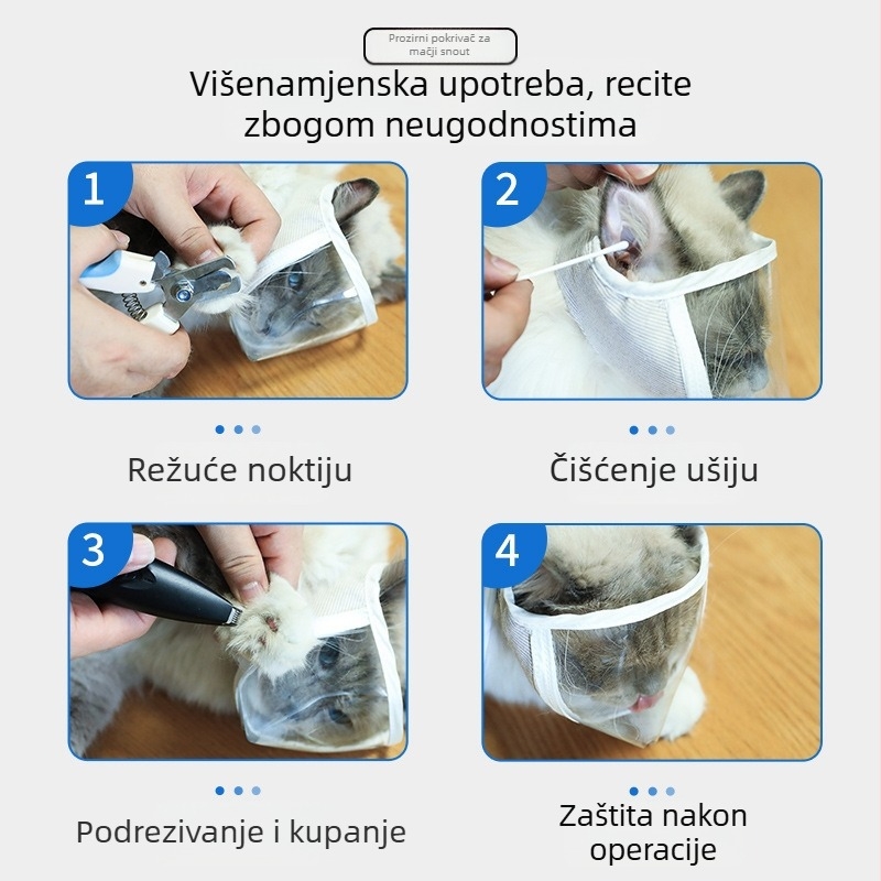 Lexuan Prozirna maska za glavu mačke, PVC+pamučna, prozračna, protiv ugriza, za napuštene mačke