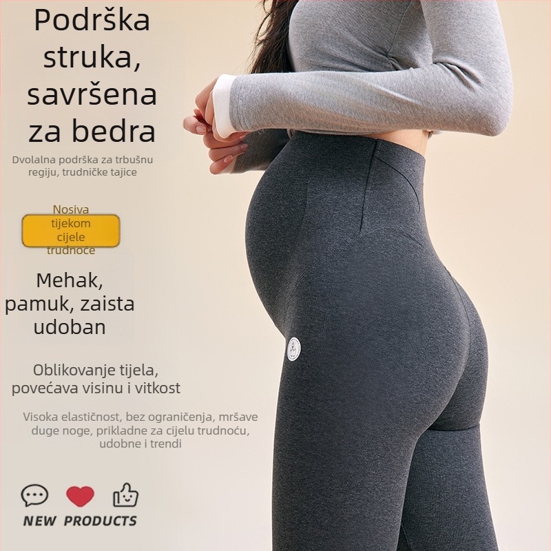 Trudničke termalne tajice od pamuka, Slim Fit, podrška za trbuh, dugački hlače, 95% dugačkih vlakana pamuka, jesen 2025