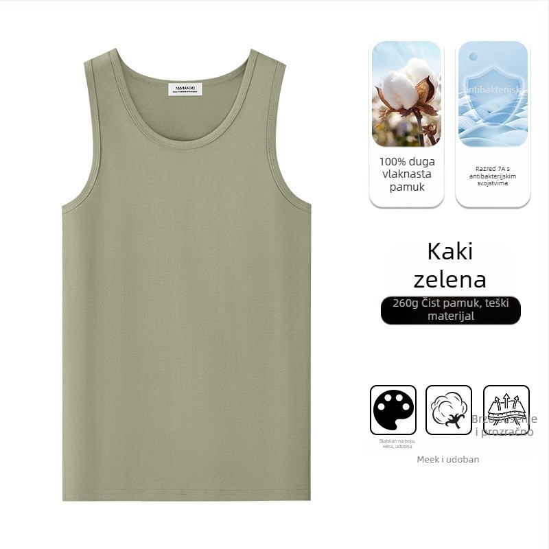 Muška bezrukavka od 100% dugotrajnog vlakna pamuka, 260 g, uski kroj, minimalistički stil, ljeto
