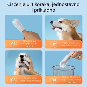 Vlažne maramice za čišćenje zubi kućnih ljubimaca – za pse i mačke, njega desni i oralna higijena; Marka Madden/Maidou; Materijal: voda, netkano vlakno, ekstrakt maslinovog ulja; Model mr229