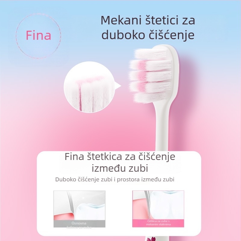 Ručna zubna četkica za odrasle — mekane četine, zaštita desni, model 001, set od 3 komada