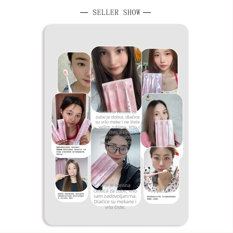 Ručna zubna četkica za odrasle — mekane četine, zaštita desni, model 001, set od 3 komada