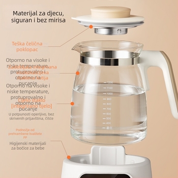 Električni stakleni čajnik za zdravlje s grijačem mlijeka za bebe – 1,3 L, 220V, 500–1000W, dodirno upravljanje