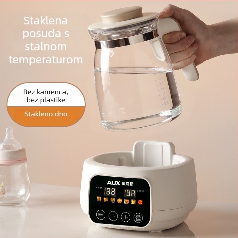 Električni stakleni čajnik za zdravlje s grijačem mlijeka za bebe – 1,3 L, 220V, 500–1000W, dodirno upravljanje