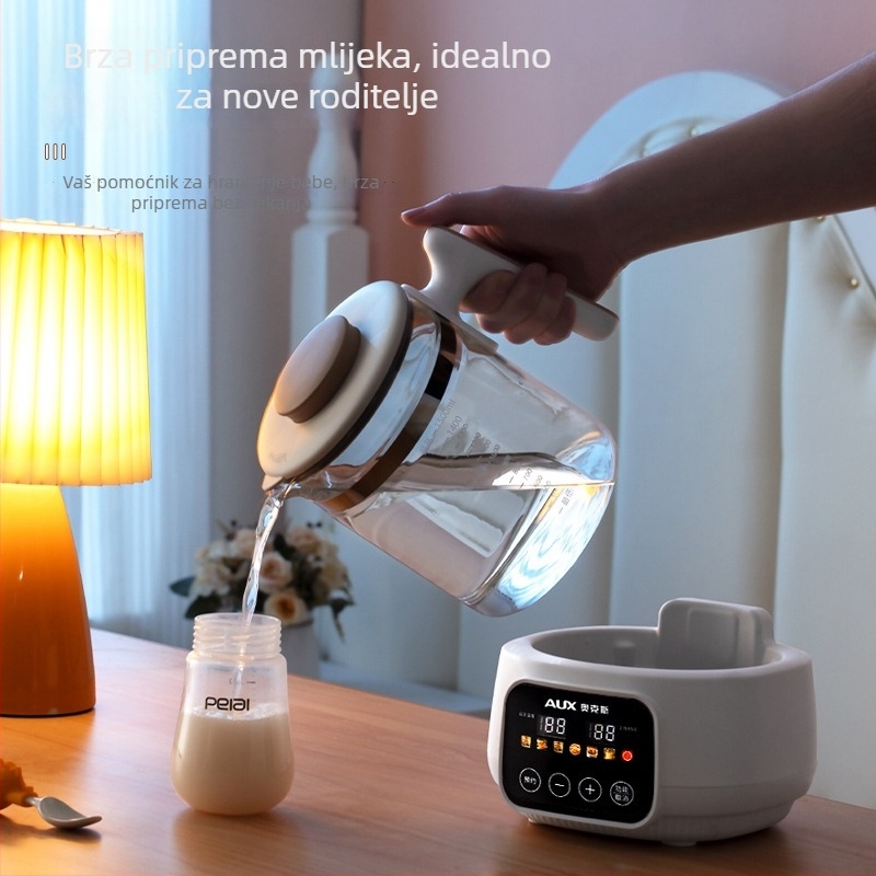 Staklena zdrava posuda s regulatorom za bebino mlijeko i grijačem mlijeka, kućni električni čajnik, 1–1,5 L, 220V, 500–1000W, dodirni nadzor