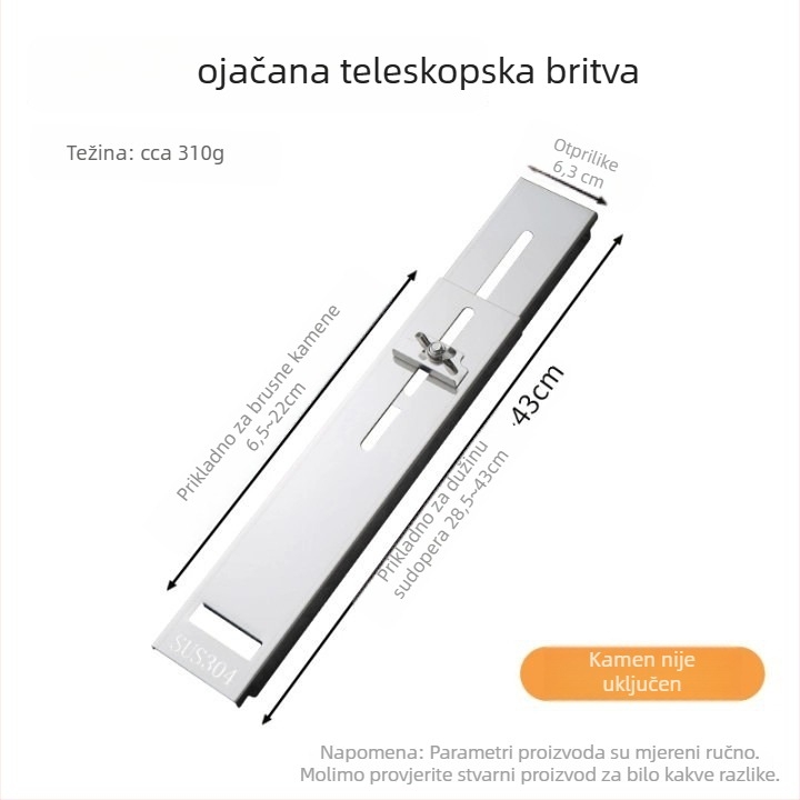 Stalak za brusni kamen za kućne nože – nehrđajući čelik, prilagodljivi produživi držač, moderni minimalistički stil, Shengwang 33050
