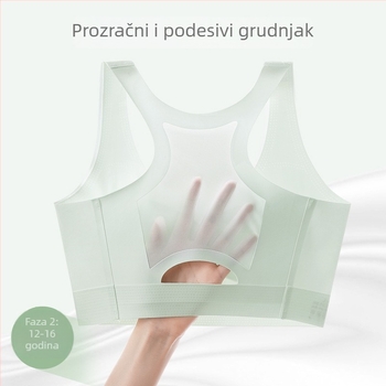 Dječji sportski grudnjak za razvoj: 3/4 košarica, tanko oblikovana čašica, pamuk podstava, glavni materijal najlon, Ice Silk, fiksne dvostruke naramenice