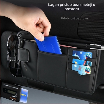 Torba za pohranu vizira automobila — PU materijal, montaža klikom (snap), za krovo ploču, model Sun Visor Storage Bag