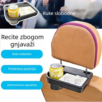 Držač čaša za stražnje sjedalo s pretincom za pohranu — ABS, model AC-2275, za stražnje naslone sjedala, vodootporan, otporan na tlak, prilagodljiv