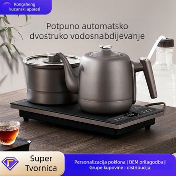 Električna ploča za čaj s integriranim čajnikom, 2 indukcijske ploče, kapacitet ispod 1 L, 1000–1500 W, nehrđajući čelik + ABS