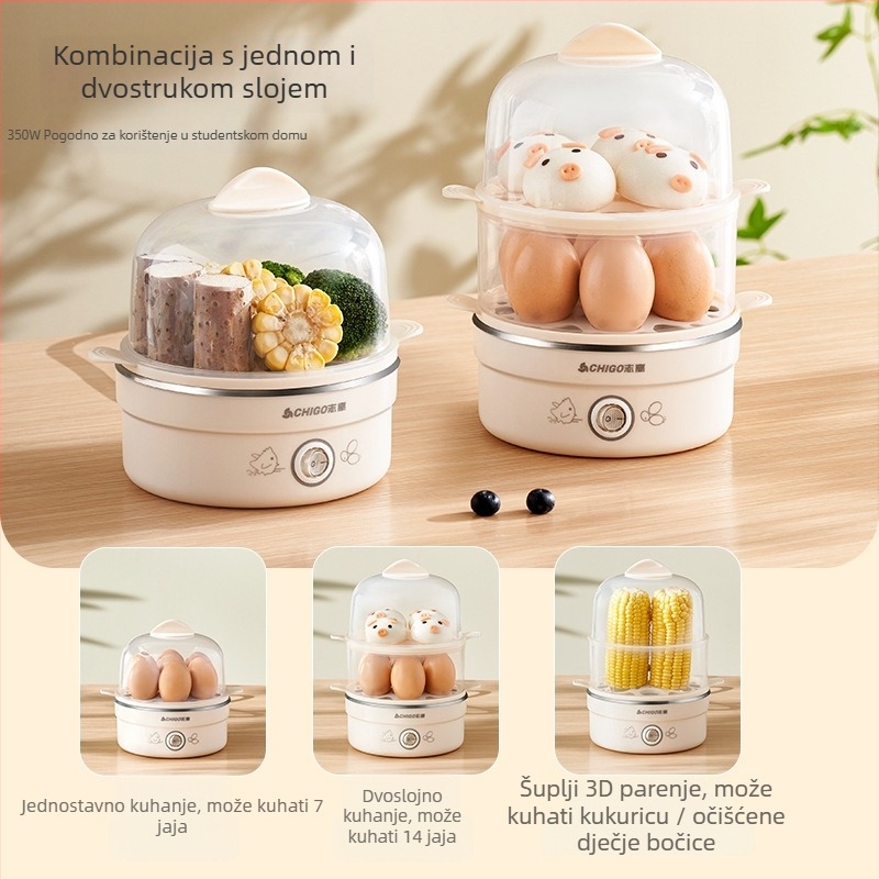 Chigo kuhalo za jaja s dvostrukim slojem pare, automatsko isključivanje, 350W, 220V – kuhana jaja, tjestenina na pari i kremasta jaja