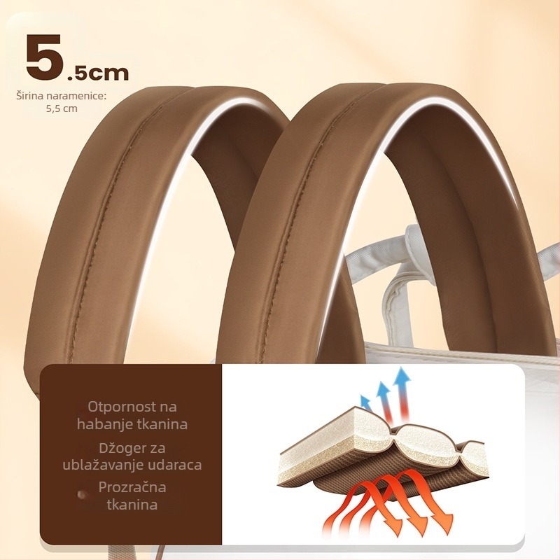 Torba za mamu i bebu, višefunkcionalna proširiva torba, poliester, marka UME/UNI, zakrivljeni naramenici