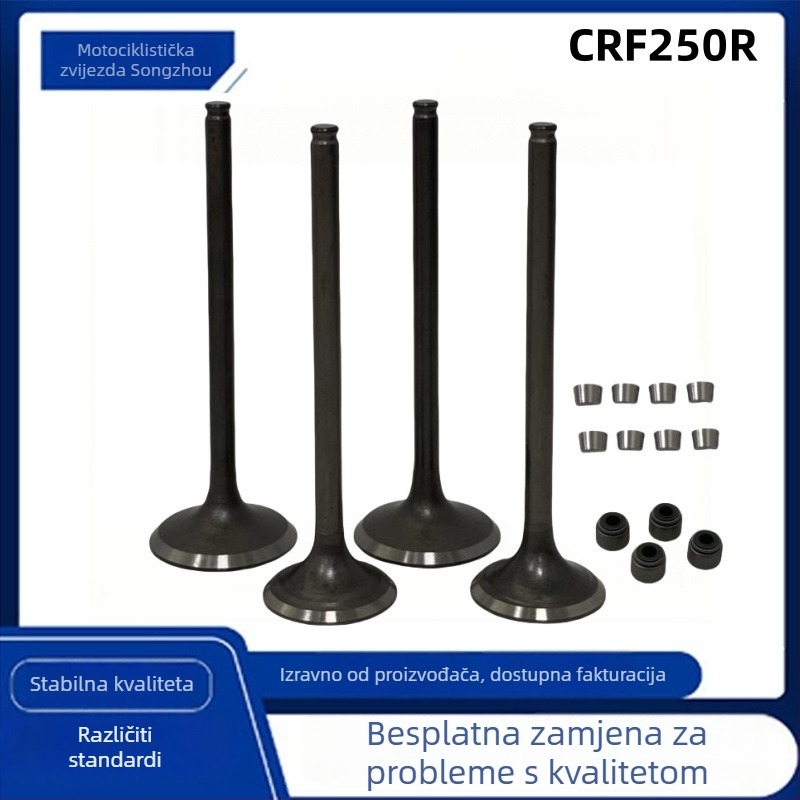 Hengyu set ventila za Honda CRF250R/CRF250X — usisni i ispušni ventili, 250cc; kompatibilno CRF250R (2004–2007) i CRF250X (2004–2017); dijelovi broj 14711-KRN-670, 14721-KRN-670