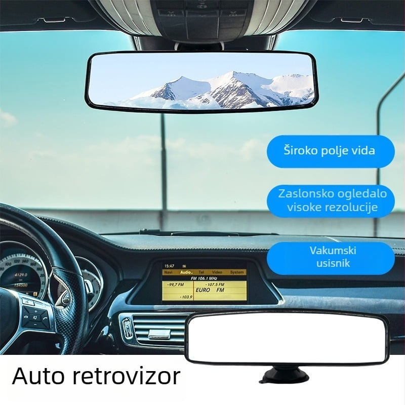 AC-1488 Auto retrovizor, dvostruka zakrivljenost, stakleno ogledalo, plastični poklopac