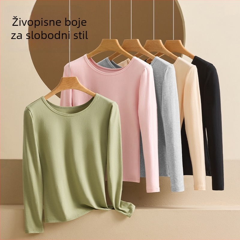 Pamukasta osnovna majica s dugim rukavima, okrugli izrez, 90–95% pamuka, 181–200 g/m² srednje gustoće