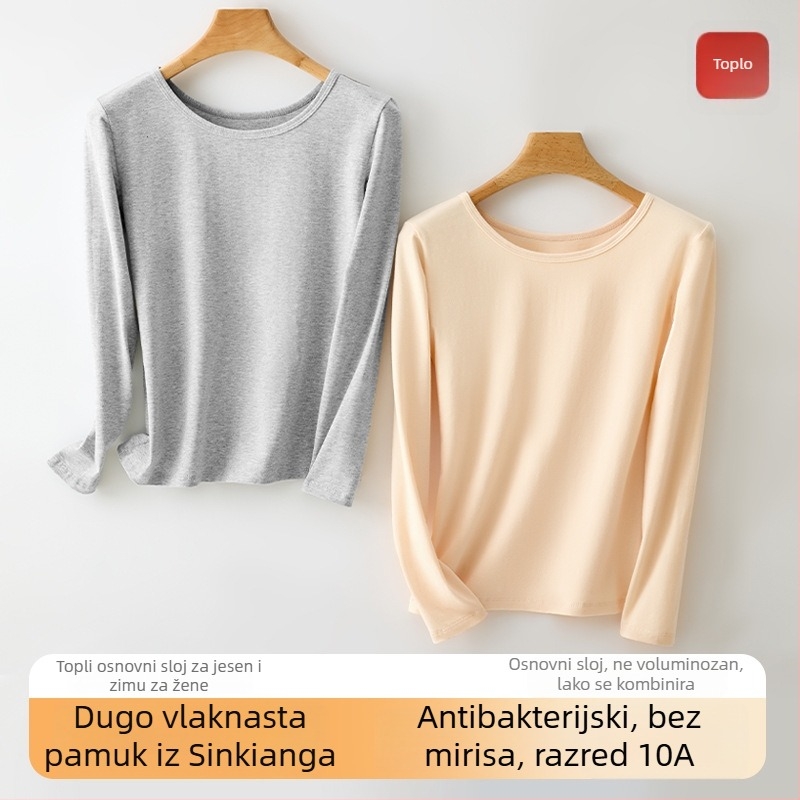 Pamukasta osnovna majica s dugim rukavima, okrugli izrez, 90–95% pamuka, 181–200 g/m² srednje gustoće