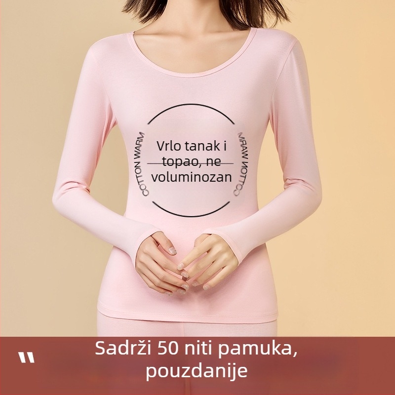 Pamukasta osnovna majica s dugim rukavima, okrugli izrez, 90–95% pamuka, 181–200 g/m² srednje gustoće