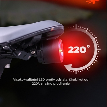 Stražnje svjetlo za bicikl s senzorom kočnice, punjivo, dugotrajna baterija, za cestovne i planinske bicikle