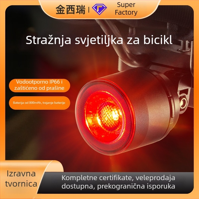 Stražnje svjetlo za bicikl s senzorom kočnice, punjivo, dugotrajna baterija, za cestovne i planinske bicikle