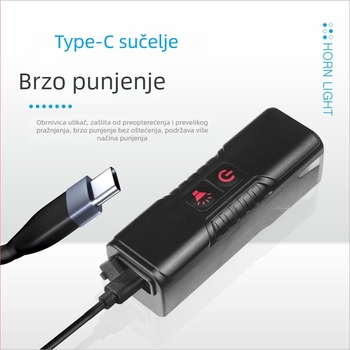 QY 2-u-1 biciklistički rog i prednja svjetiljka – punjivo, lagana montaža za noćnu vožnju