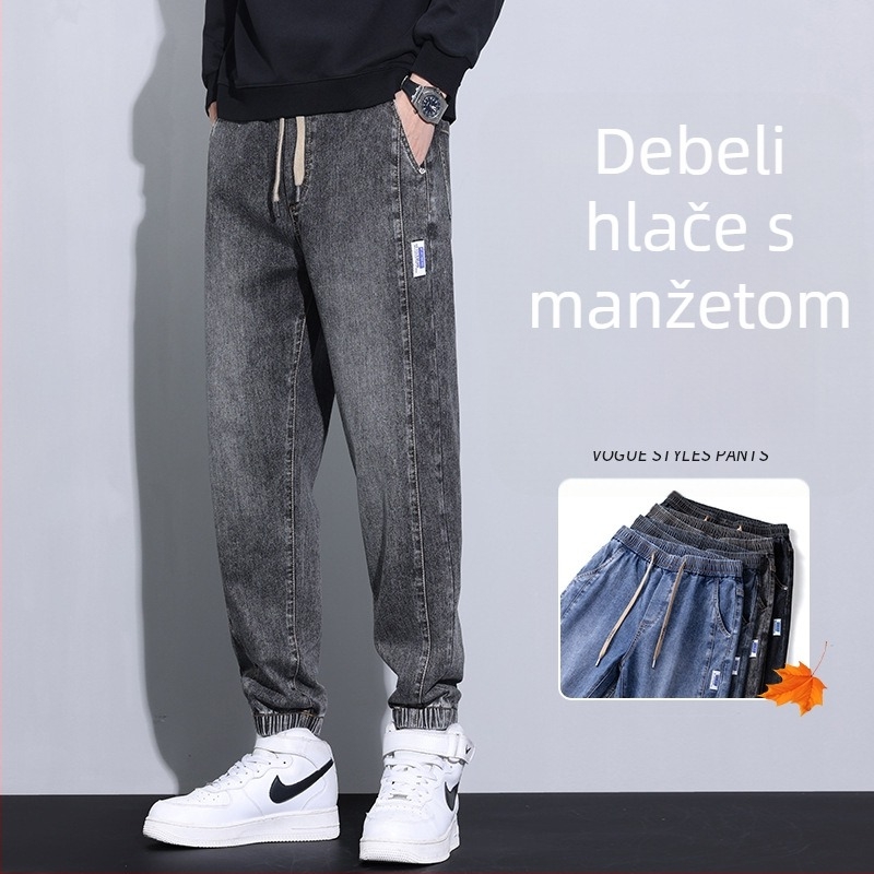 Muške traperice Vintage Slim Fit, duge, s flis podstavom, mješavina pamuka i poliestera (66,2% pamuk, 32,3% poliestera, 1,5% elastan), pranjem