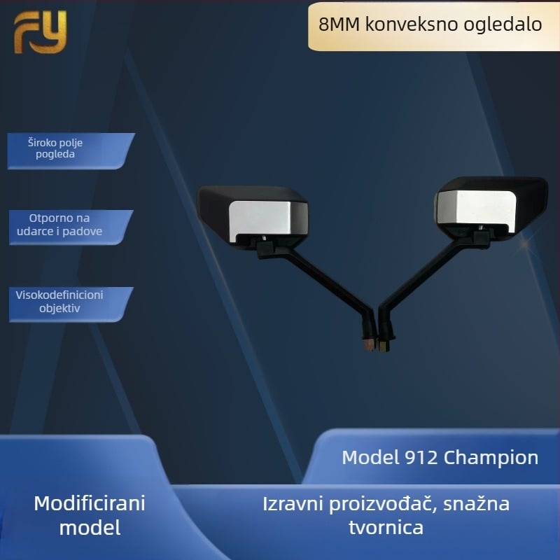 Zadnje ogledalo 912, ravno ogledalo, materijal ogledala PP, za motocikle i električna vozila