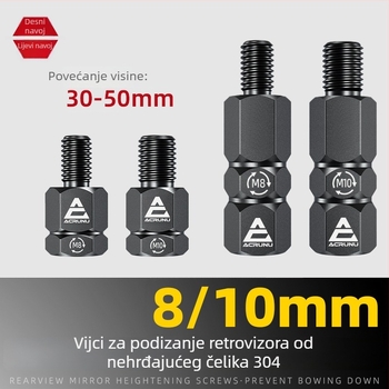 Retrovizor, ZGLS25, nehrđajući čelični podizni vijak, ravno ogledalo, navoj 1,25 mm