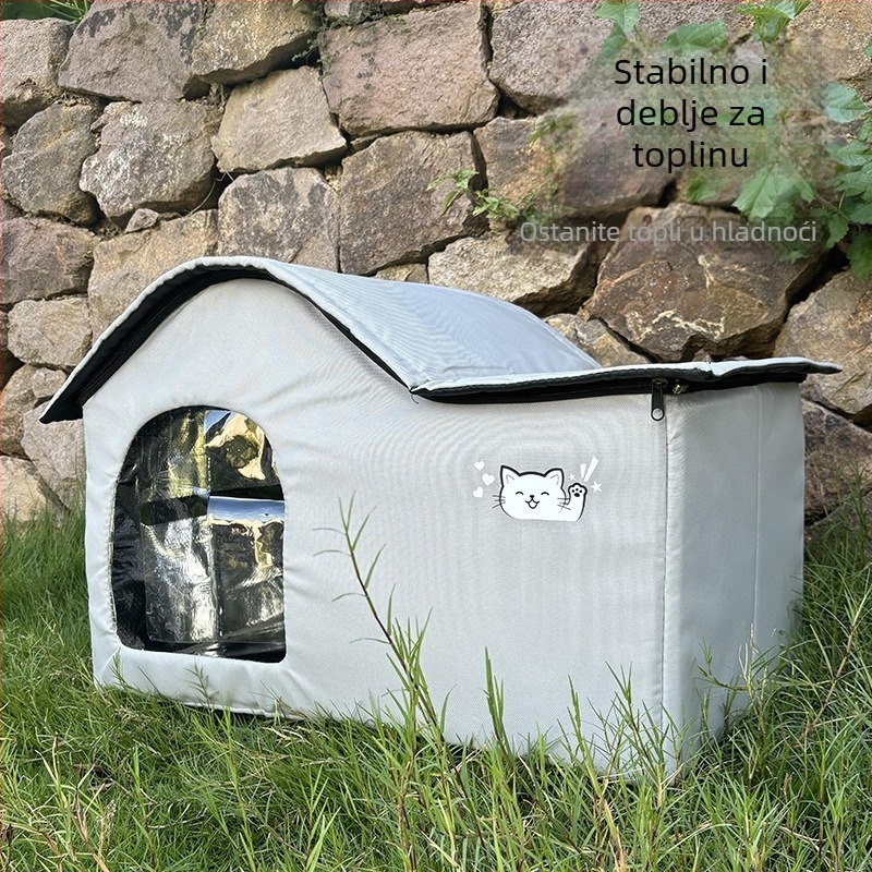 Mačje zimsko gnijezdo — vanjsko, vodootporno, zatvoreno sklonište, od tkanine
