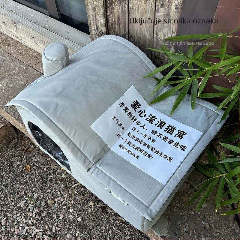 Mačje zimsko gnijezdo — vanjsko, vodootporno, zatvoreno sklonište, od tkanine