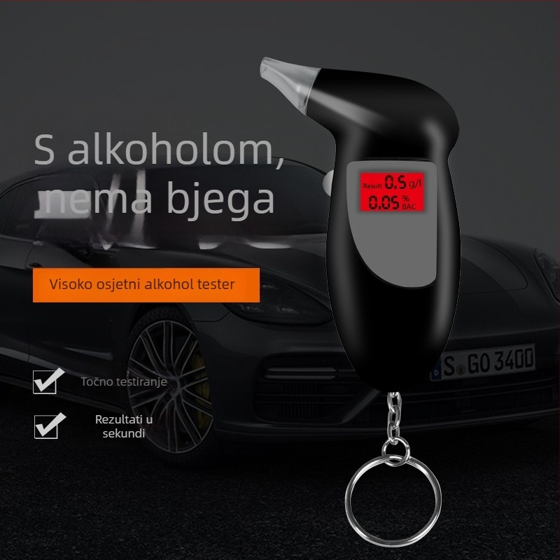 Automobilski alko-dah tester visoke preciznosti — automobilni test dahom za alkohol, plastično kućište, ovlaštene privatne marke