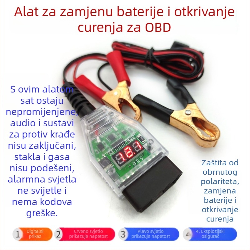 Ling Xiang Auto OBD Alat za zamjenu baterije s neprekidnim napajanjem – 12V ABS, za automobile, Detekcija curenja, Prilagodljivo