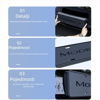 Rama za registarsku tablicu Tesla Model 3/Y s zaštitom rubova – plastična, WL-002