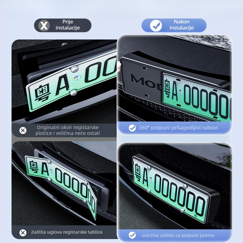 Rama za registarsku tablicu Tesla Model 3/Y s zaštitom rubova – plastična, WL-002