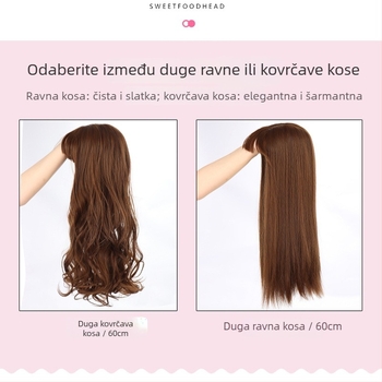 Perika za žene, 3D vrh kose, dugi kovrčavi vlasi, zamjenski dio kose, veliki valovi na gornjem dijelu