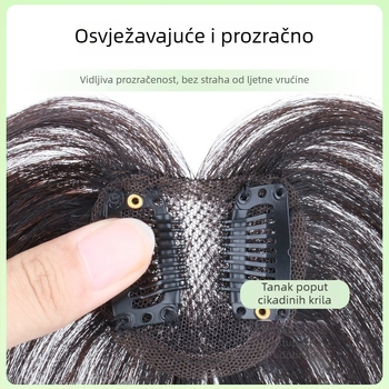 Dio perike od pravih vlasi, oblik srca, djelomično ručno tkan, ravne vlasi, može se bojiti