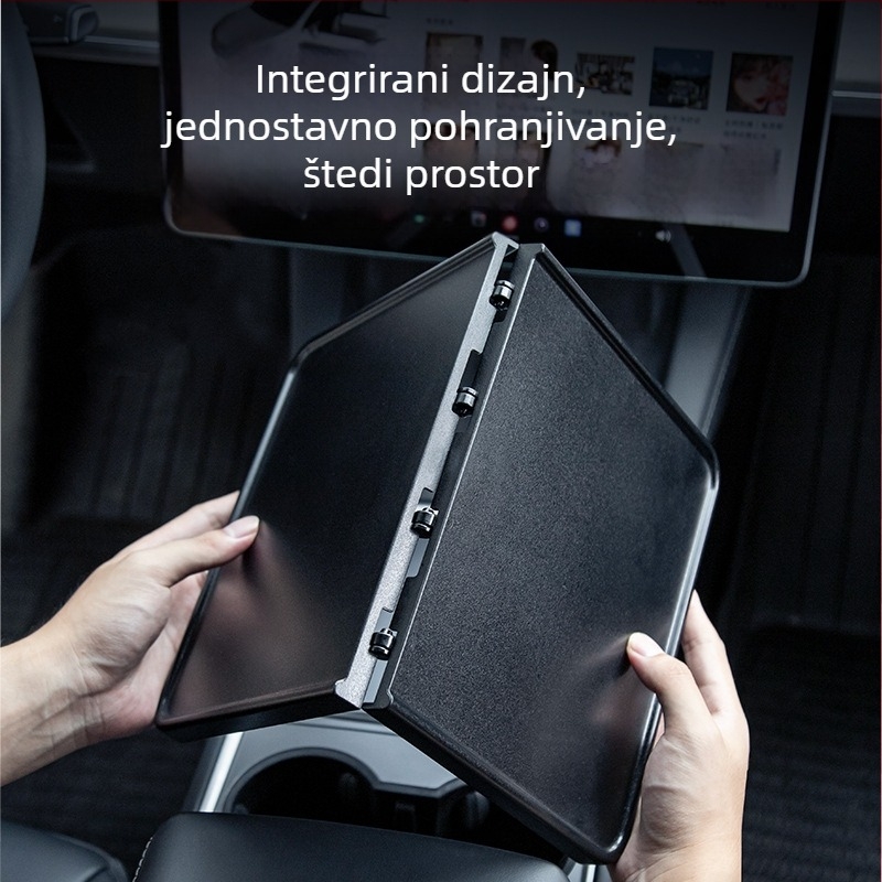 Plastični auto podnos za jelo za Tesla Model Y3 sa sklopnim dizajnom, ugradnja snap-in i težinom 0,25 kg.