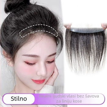 Hairpiece od pravih ljudskih vlasi, prav, duljina 15/25 cm, potpuno ručno tkano, može se bojiti ili permati
