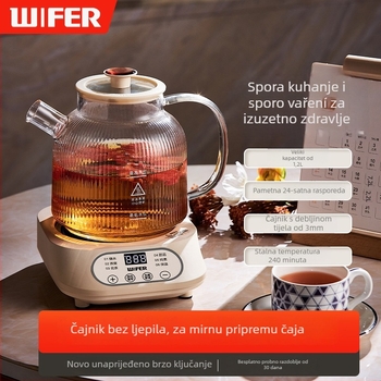 Stakleni zdravstveni čajnik 1L, 220V, 400–500W, Digitalni termostat, Mikroprocesorsko upravljanje