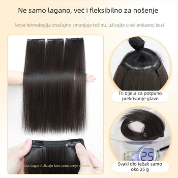 Ultra lagani trodjelni dodatak za kosu, povećanje volumena, bezšivna podloga od pravih vlasi, ravna kosa, visokootporna svila