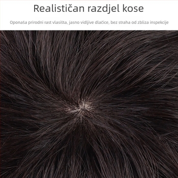 Perika od pravih ljudskih vlasi, potpuno pokriva glavu, kratko kovrčava frizura, za žene srednje dobi i starije, moguće bojanje.
