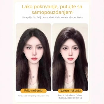 Dio perike od prirodne kose, potpuno ručno tkan, frizura u obliku osmerok za prekrivanje linije kose; nevidljivo, prirodno, lagano i prozračno (Materijal: prirodna kosa; Obrada: ručno tkanje; Frizura: oblik osmerok; Boja: dopuštena)