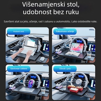 Višenamjenski stol za volan automobila, s držačem za čašu i lebdećim stolom u unutrašnjosti vozila