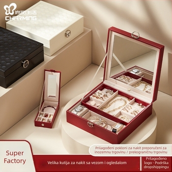 CASEGRACE Kasseg kožna kutija za nakit s izvezom – jednostavan stil, čvrsta konstrukcija, model sp01130