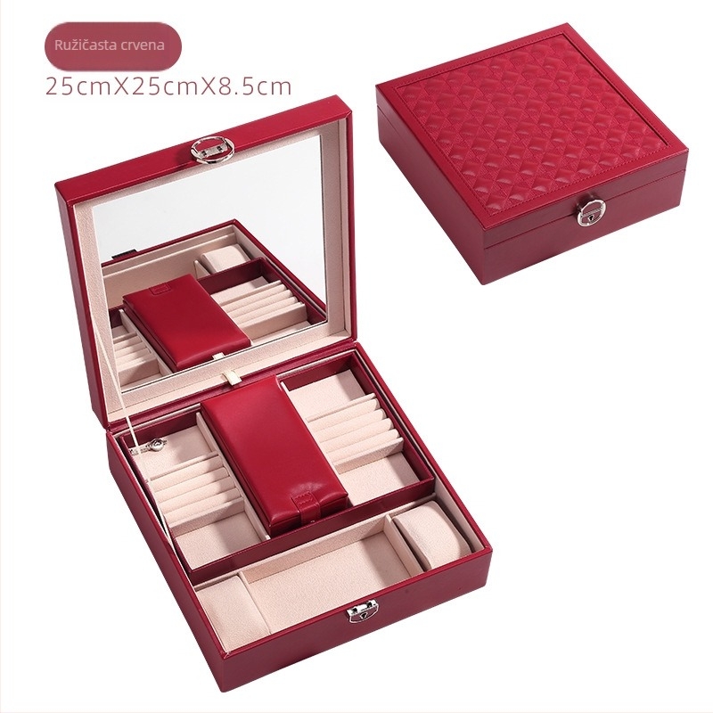 CASEGRACE Kasseg kožna kutija za nakit s izvezom – jednostavan stil, čvrsta konstrukcija, model sp01130